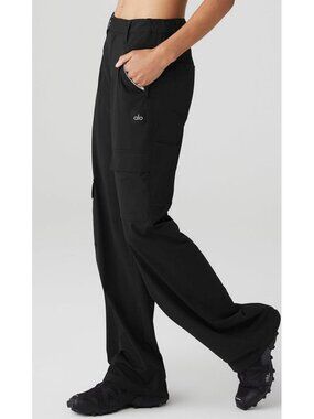 Alo All That Trousers Black High-Rise Waist Waisted Joggers Hiking Outdoor Pants